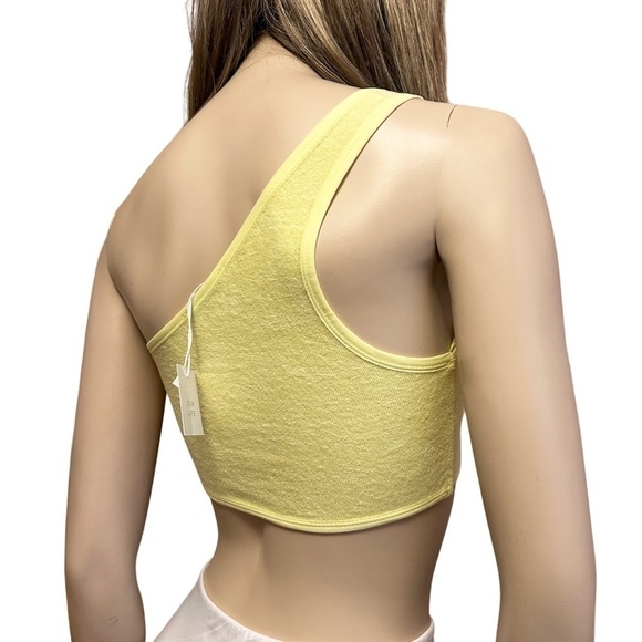 ZARA Crop Top Tank Shirt Cotton Blend Micro Terry One Shoulder Leisure Bra - Picture 5 of 12